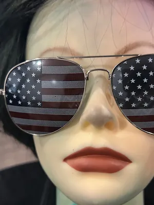 Aviator Sunglasses with American Flag Lenses - Black/Silver thumbnail 5