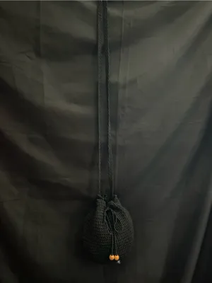 Black Crochet Drawstring Crossbody Bag thumbnail 2
