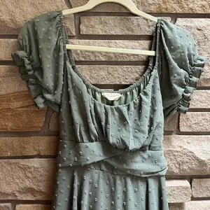 Altar’d State Haisley Layered Crossover Romper Sage Green Swiss Dot XL thumbnail 9