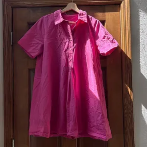 ANTHROPOLOGIE Pollie Short Sleeve Swing Tunic Mini Dress in Pink Size Medium thumbnail 5