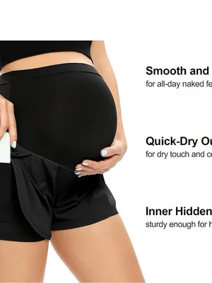 AMPOSH Women's Maternity Workout Shorts Over Belly Buttery Soft Athletic size M thumbnail 3