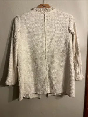 Zara Cream Bouclé Open-Front Blazer Jacket thumbnail 5