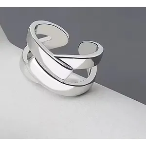 Boutique Layered Cross Ring‎ | White Gold Sterling Silver thumbnail 2