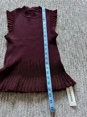 Commense Ribbed Knit Ruffle Top size XS NWT Red thumbnail 4