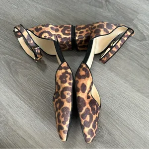 Cabi Kiki Faux‎ Hair Leopard Cheetah Ankle Strap Kitten Block Heels Size 8 thumbnail 4