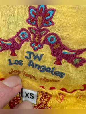 Johnny Was Cotton Embroidered Dress Sundress Boho Floral Hummingbird XS *Flaw* thumbnail 9