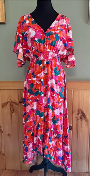 Abel the Label floral print dress with smocked waist and a high-low hem size M thumbnail 1