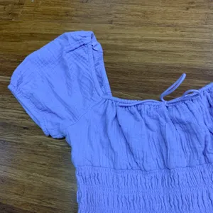 Sunday‎ Best Martine Poplin Mini Dress Womens Small Smocked Puff Sleeve Cotton thumbnail 2