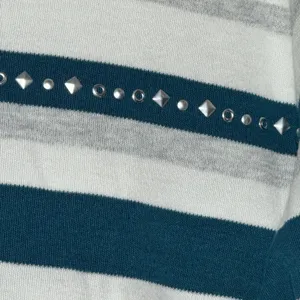 Alfred Dunner‎ Striped 3/4 Sleeve V Neck Top Stud Embellished Women's Size Small thumbnail 7