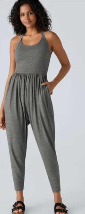 Halara Backless U Neck Twisted Harem Gray Jumpsuit w Pockets Sz M 💚🎀 thumbnail 1