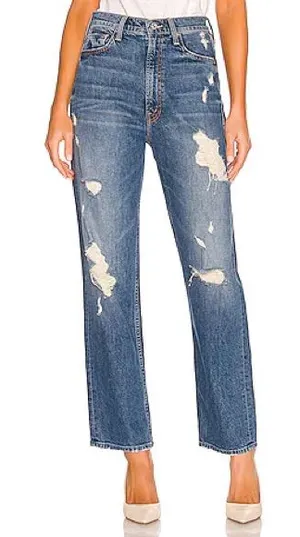 MOTHER "High Waisted Study Hover" Straight Jeans Peaches & Scream‎ Size 28 thumbnail 1