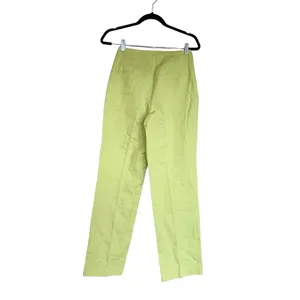 NWT ZARA Lime Green Cotton / Linen Blend Wide Leg Trouser Bloggers Fav XS thumbnail 4