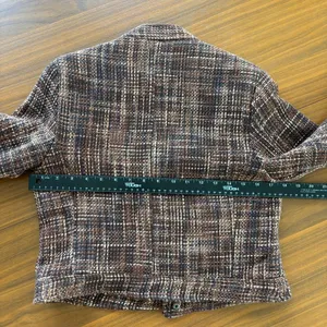 90s Vintage Carole Little Silk Tweed Mock Neck Crop Jacket Brown Petite Small thumbnail 12