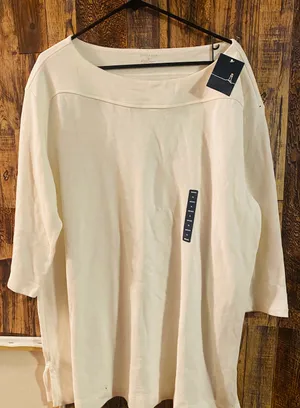 NWT Lands End women's long sleeve pullover off white size XL thumbnail 2