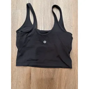 Lululemon Align tank‎ top black V neck cropped shelf bra size 2 thumbnail 2