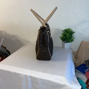 Michael Kors Dark Brown and Tan Logo Tote thumbnail 5