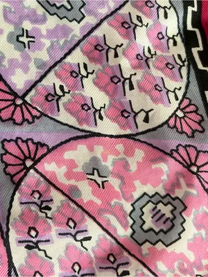 Silk Floral Pink & Magenta Woman’s Square Scarf, Geometric thumbnail 7
