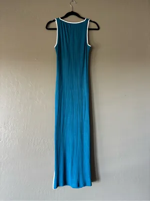 Sleeveless Teal Bodycon Maxi Dress with Side Slit thumbnail 7