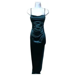 Windsor Strapless Satin Dress in Emerald thumbnail 6