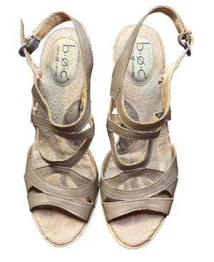 BOC Born Concept Shoes Womens Size 9 40.5 Wedge Sandals Strappy Cork‎ Platform thumbnail 1