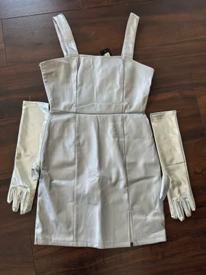 Nasty Gal Metallic Dress with Gloves thumbnail 1