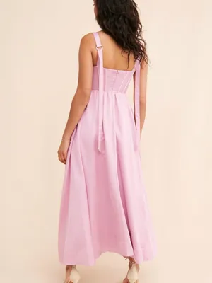 Aureta Showstopper Lilac Satin Corset Sweetheart Strappy Midi Dress Size L thumbnail 11