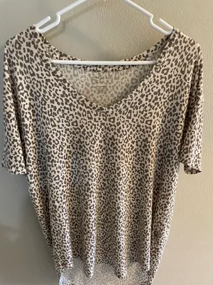 American Eagle Soft & Sexy V Neck Short Sleeve Cheetah Tee thumbnail 3