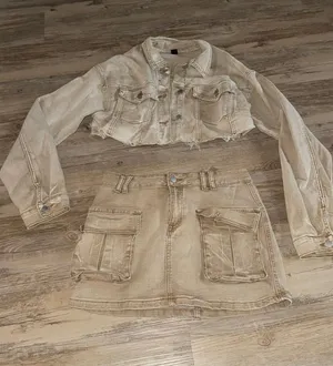 SheIn Matching khaki denim set thumbnail 1