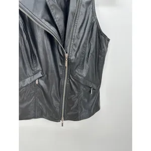 Bisou Bisou Faux Leather Vest Women‎ Small Full Zip Collar Sleeveless Biker thumbnail 3