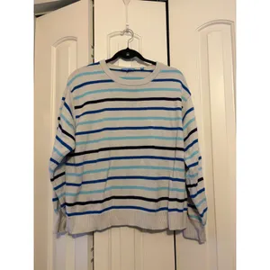 Draper James Striped‎ Sweater Womens XL Blue White Black Cotton Blend thumbnail 2