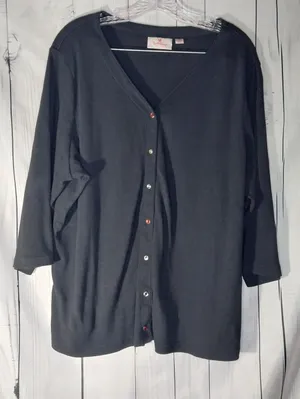Quacker Factory Snap Front 3/4 Sleeve Casual Preppy Everyday Workwear Top thumbnail 1