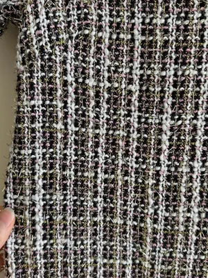 CeCe Tweed Shift Dress with Patch Pockets, Black/Pink/Gold/White, Size 4 thumbnail 15