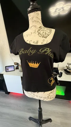 Baby Phat Black & Gold Graphic Tee - Y2K Vintage Style - Size L (NWT) thumbnail 6