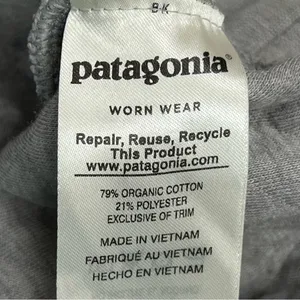 Patagonia Quilted Gray sweatshirt organic cotton snap pullover Sweater thumbnail 3