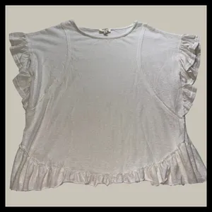 Umgee‎ Ruffle Hem Top Womens Small Ivory Cotton Short Sleeve Boho Blouse thumbnail 1