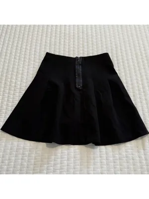 Alice + Olivia Black Employed Pleated Short Skirts A Line Sz 2 Women’s thumbnail 7