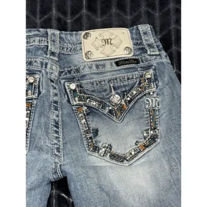 Miss Me Womens Bootcut Jeans Medium Wash Embroidered Mid Rise Sz 27 thumbnail 7