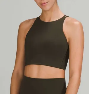 Lululemon Like a Cloud High Neck Longline Sports Bra Size 2 Green Gym Workout thumbnail 1