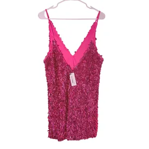NWT Nasty‎ Gal Cluster Sequin Plunge Mini Dress Fuchsia Pink Party Cocktail Sz 8 thumbnail 5