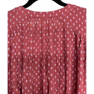Free People Boho High Low Boyfriend Shirt Rust‎ Women's Size Large thumbnail 4