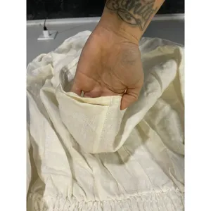 Tuckernuck Mini Dress Womens Medium White Smocked Linen Puff Sleeve Coastal thumbnail 6