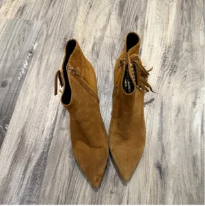 YSL Saint Laurent fringe suede studded kitten heel boho boots size 37 or 6.5 thumbnail 3