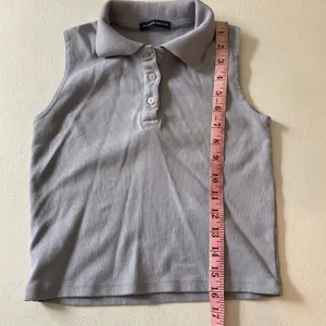 Brandy Melville Gray Sleeveless Polo Top Collared Preppy Y2K thumbnail 7
