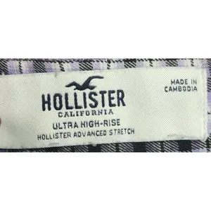 Hollister Ultra High-Rise Plaid Check Pattern Stretch Pants Purple Gray‎ XS thumbnail 3