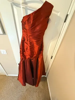 Isabella Fiore One Shoulder Rust Mermaid Gown thumbnail 9