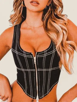 White Fox “Reservation Only” Bustier Corset Top Contrast Stitch Y2K Clubwear S thumbnail 3