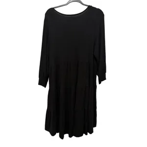 Cupio Womens Black Floral Embroidered Tiered Long Sleeve Mini Dress Large thumbnail 5