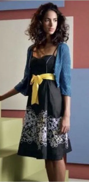 Anthropologie Floreat 4 Step By Step Dress Yellow Black Sundress Eyelet Smocked thumbnail 1