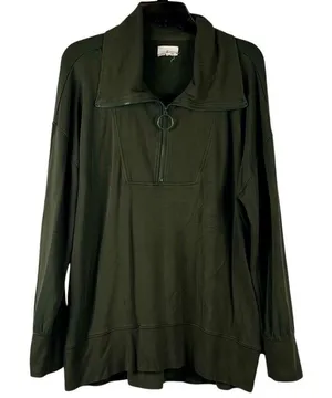Lou & Grey Signaturesoft Quarter Zip Sweatshirt Olive Army Green XL thumbnail 1