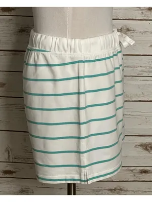 J.Crew white green blue striped drawstring knit shorts Medium coastal nautical thumbnail 3